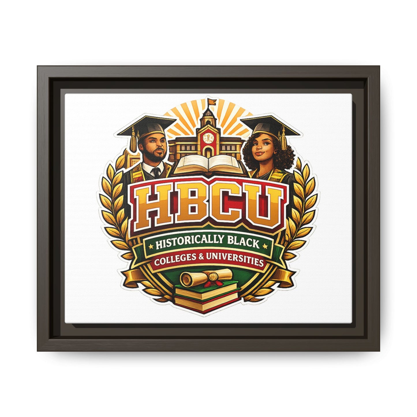 HBCU Crest Framed Canvas — Historically Black Colleges & Universities Wall Art