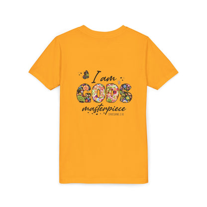 I Am God’s Masterpiece Youth Tee — Floral Christian Inspirational Shirt