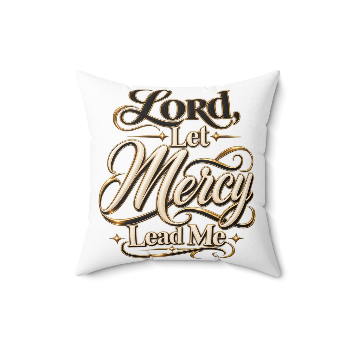 Spun Polyester Pillow — "Lord, Let Mercy Lead Me" Religious Decorative Throw Pillow