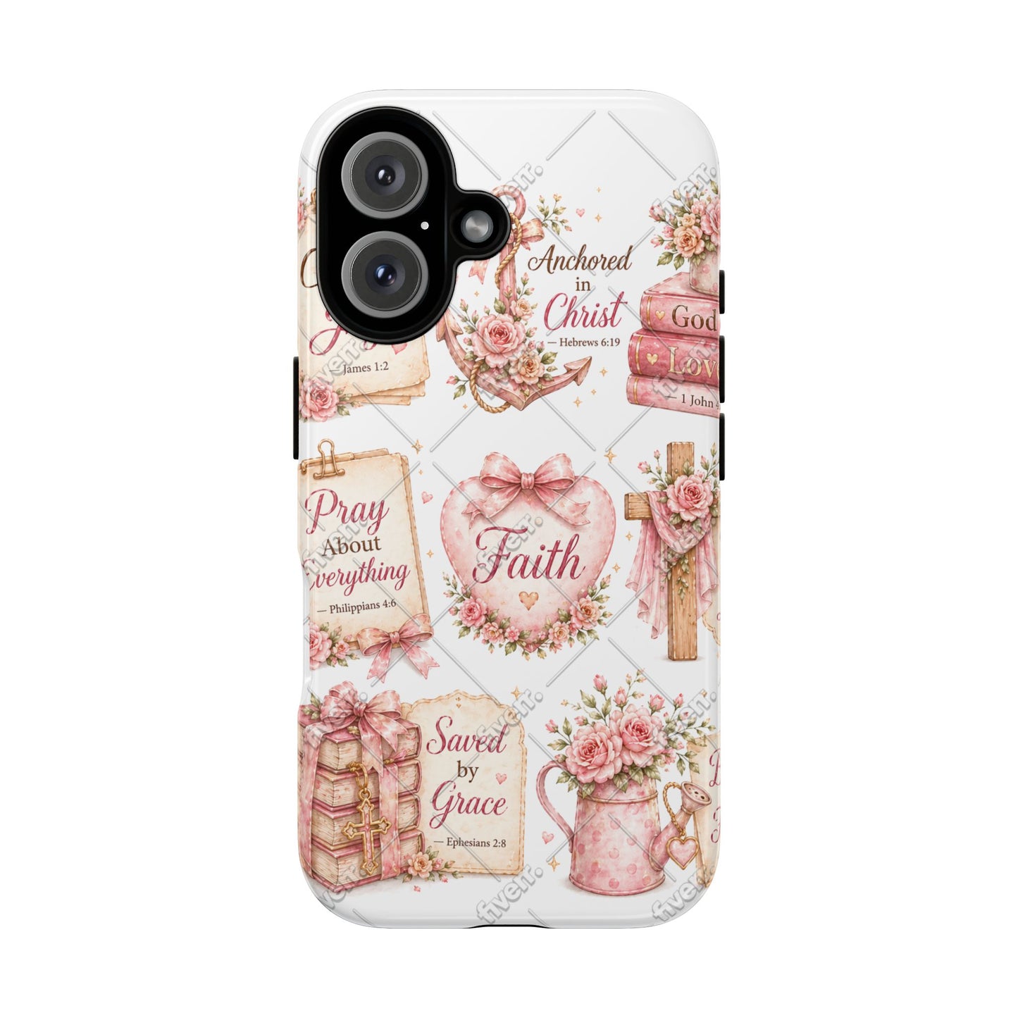 Faith Floral Phone Case – Christian Inspirational Scripture iPhone Cover (Choose Joy, Pray, Faith)