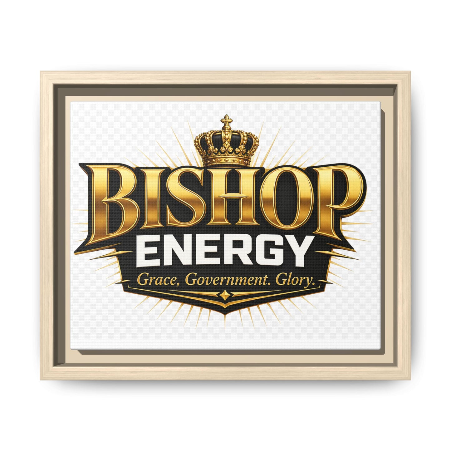 Framed Canvas Art - "Bishop Energy" Gold Crown Logo (Matte)