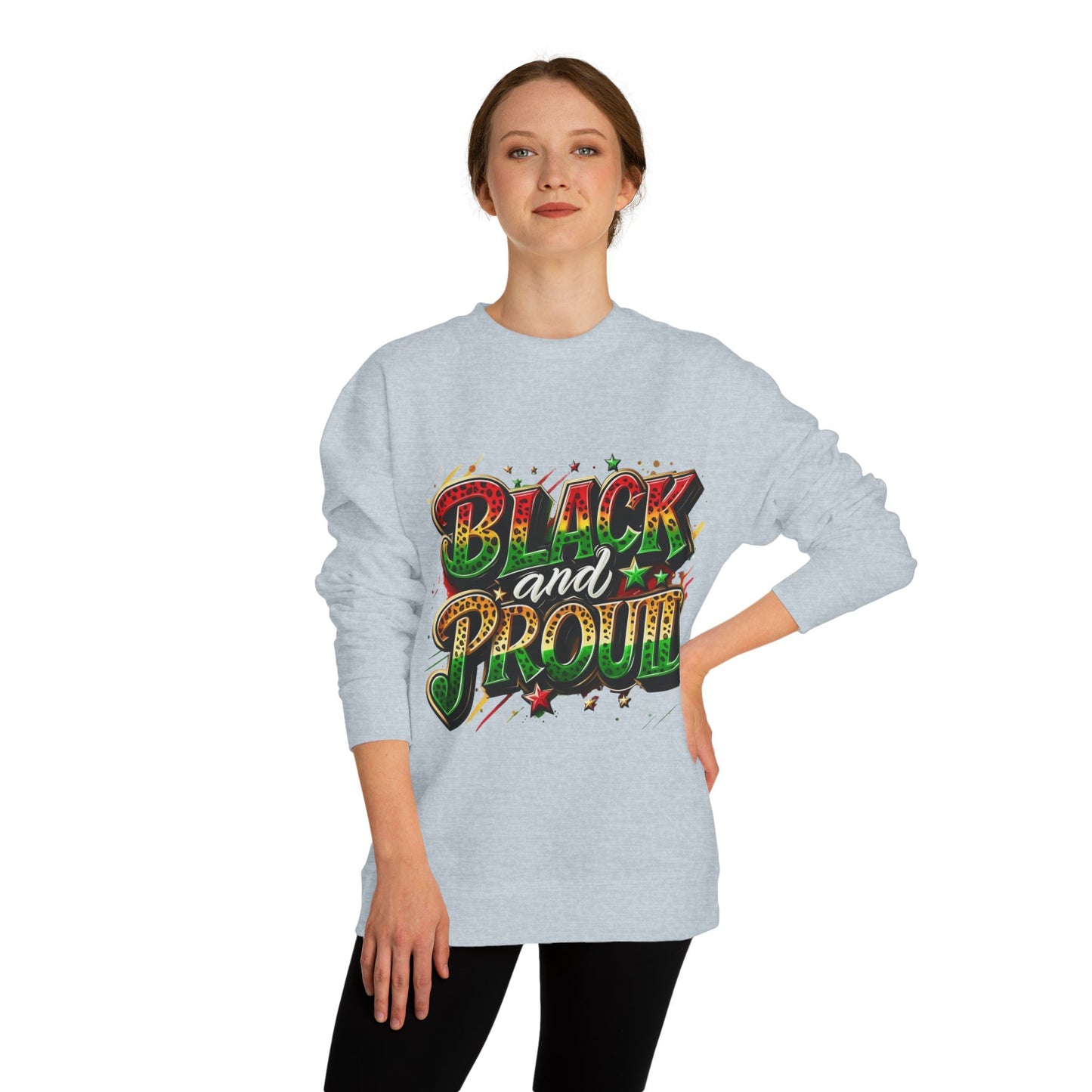 Black and Proud Crewneck Sweatshirt — Afrocentric Pride Graphic