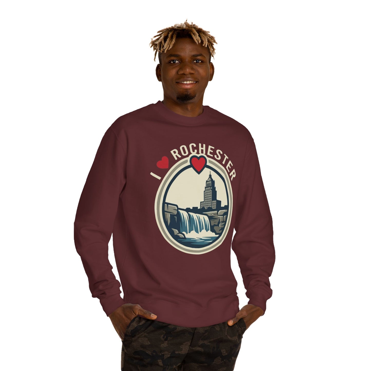 Rochester Waterfall Crewneck Sweatshirt – I  Rochester City Skyline Pullover