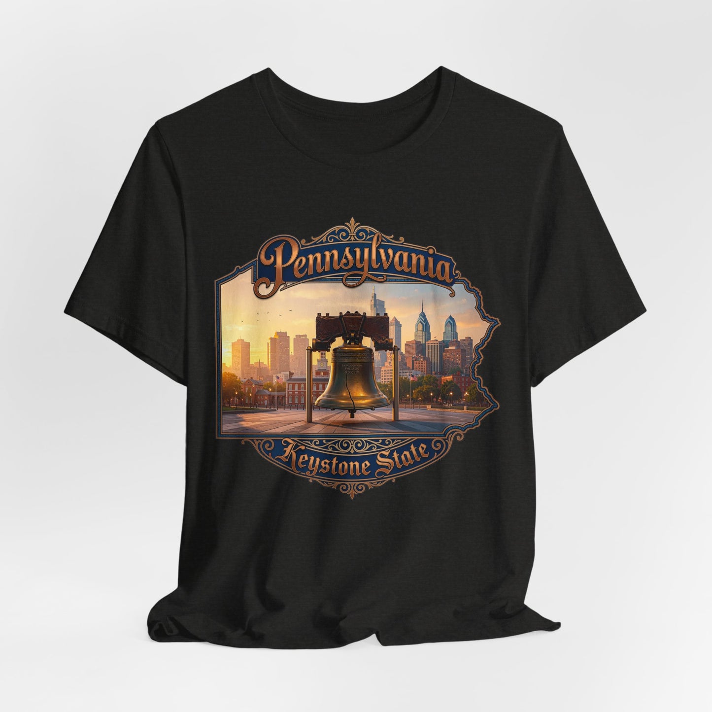 Pennsylvania Keystone State T-Shirt — Liberty Bell & Philadelphia Skyline Tee