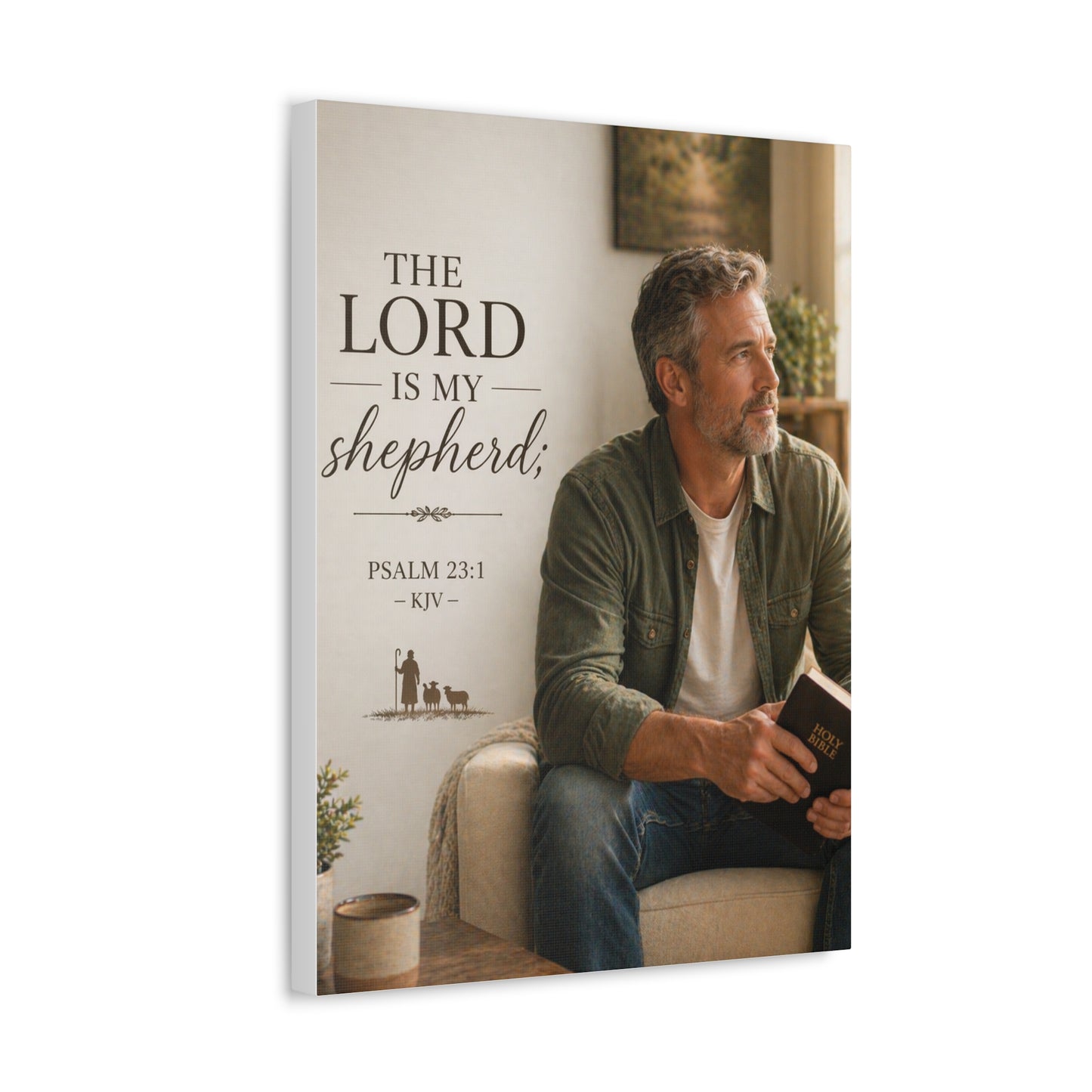 Stretched Canvas - "The Lord Is My Shepherd" Psalm 23:1 Christian Wall Art