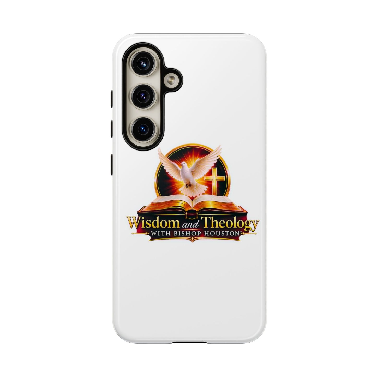 Wisdom and Theology Phone Case — Christian Dove & Cross Protective Tough Case