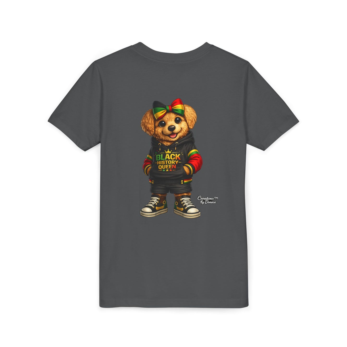 Youth Tee — Black History Queen Bear Graphic T-Shirt