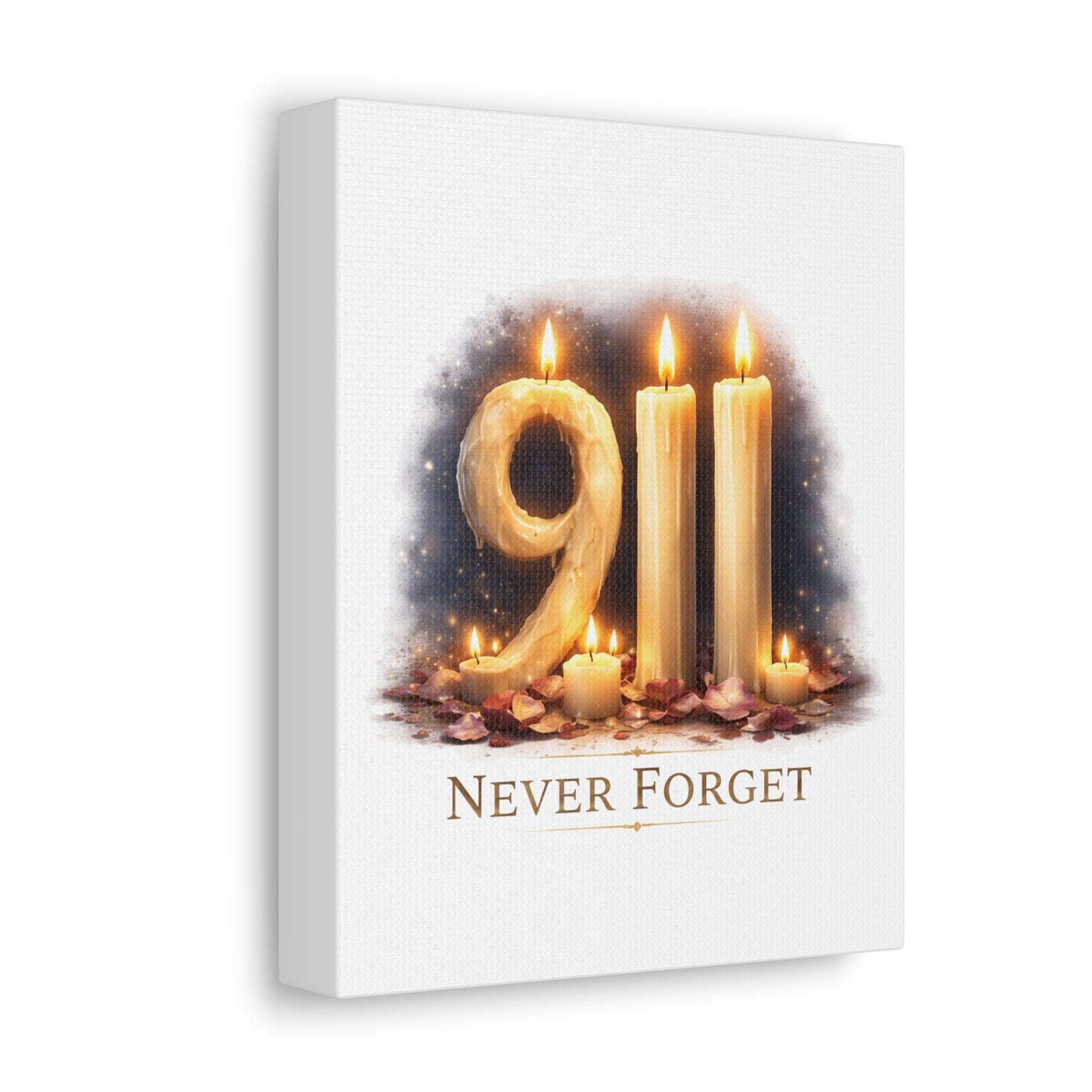 9/11 Never Forget Candle Memorial Stretched Canvas