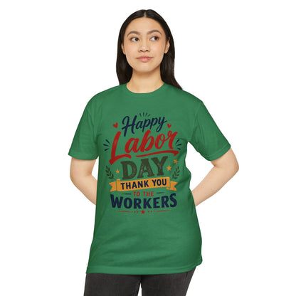 Labor Day T-Shirt — "Happy Labor Day Thank You to the Workers" Patriotic Holiday Tee