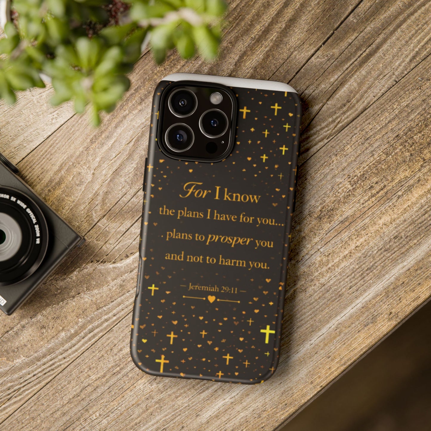 Phone Case — "For I Know" Jeremiah 29:11 Gold Cross Christian Tough Case