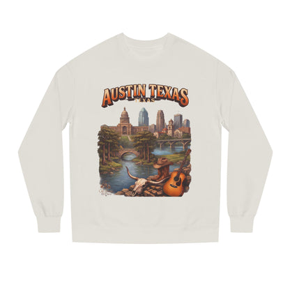 Austin Texas Sweatshirt — Vintage Cityscape & Guitar Crewneck