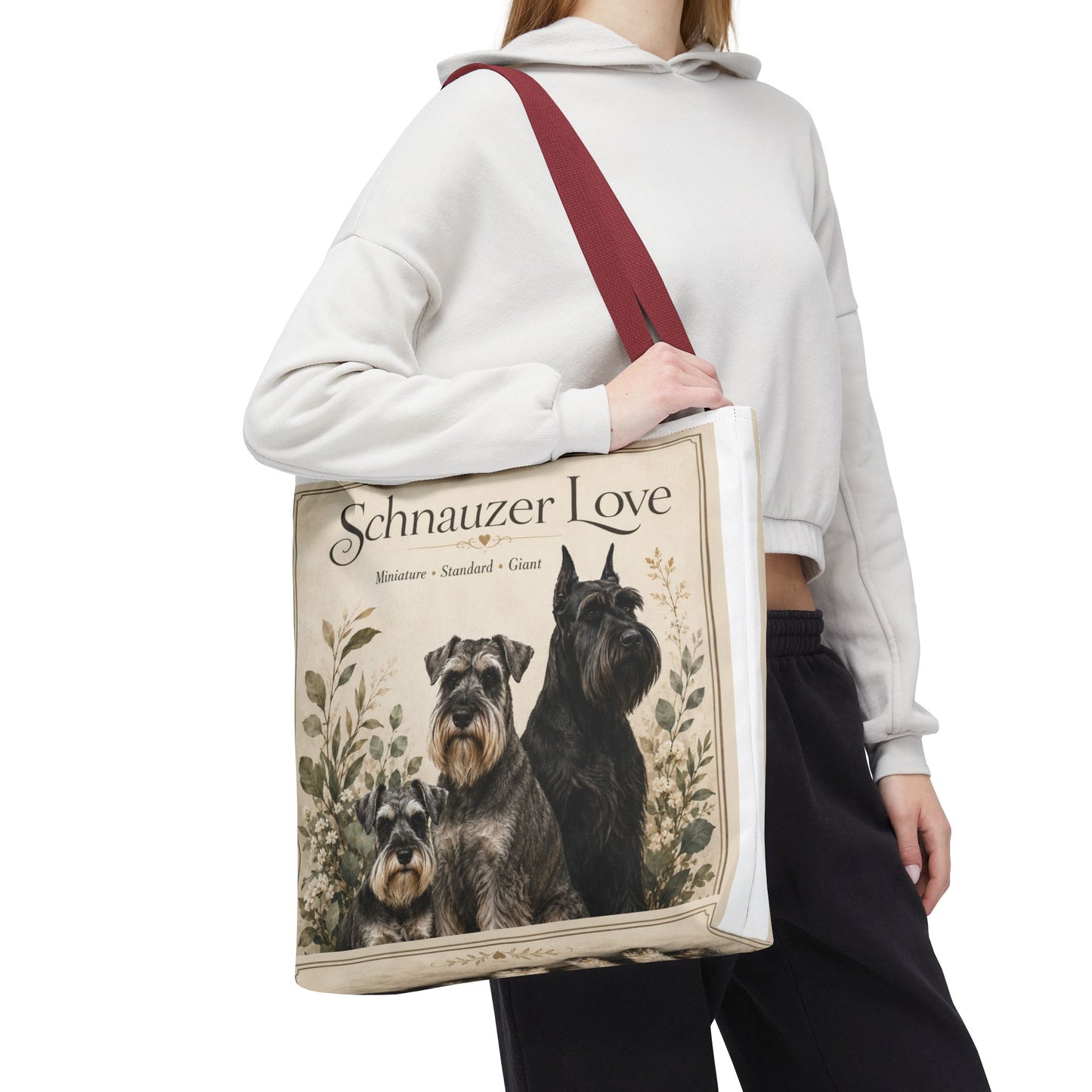 Schnauzer Love Tote Bag — Illustrated Dog Portraits, Miniature Standard Giant