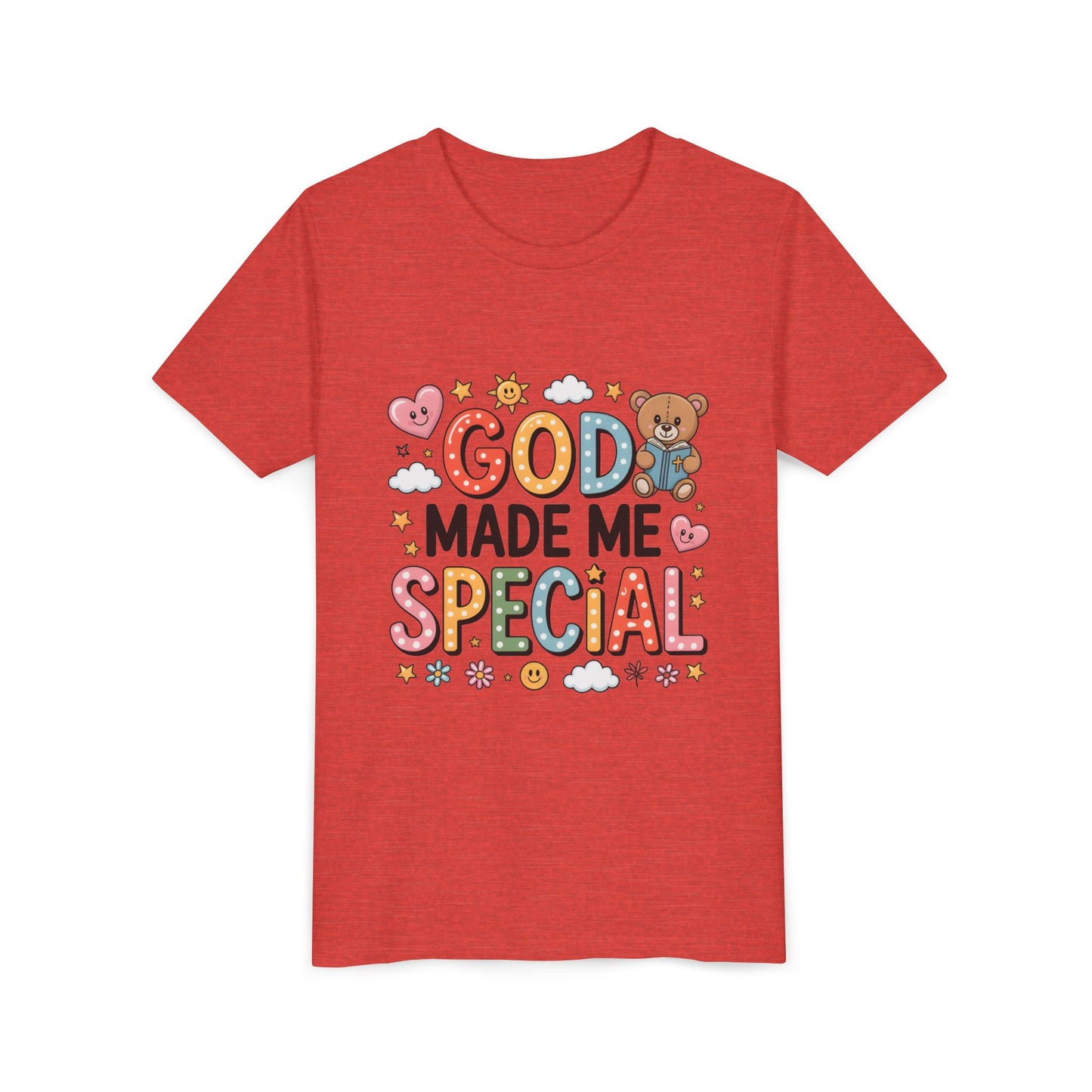 Youth Tee — "God Made Me Special" Cute Christian Kids T-Shirt