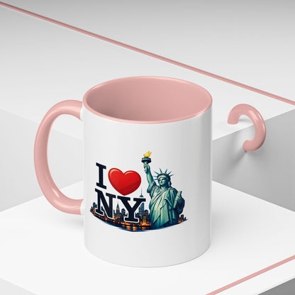 I  NY Statue of Liberty Accent Coffee Mug – New York City Souvenir (11/15 oz)