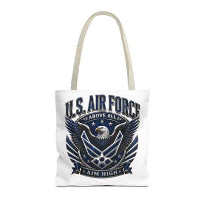 U.S. Air Force Eagle Tote Bag - "Aim High" Military Canvas Tote