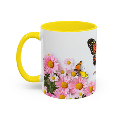 Mother's Day Butterfly Coffee Mug — "Happy Mother's Day" Floral 11/15oz Accent Mug
