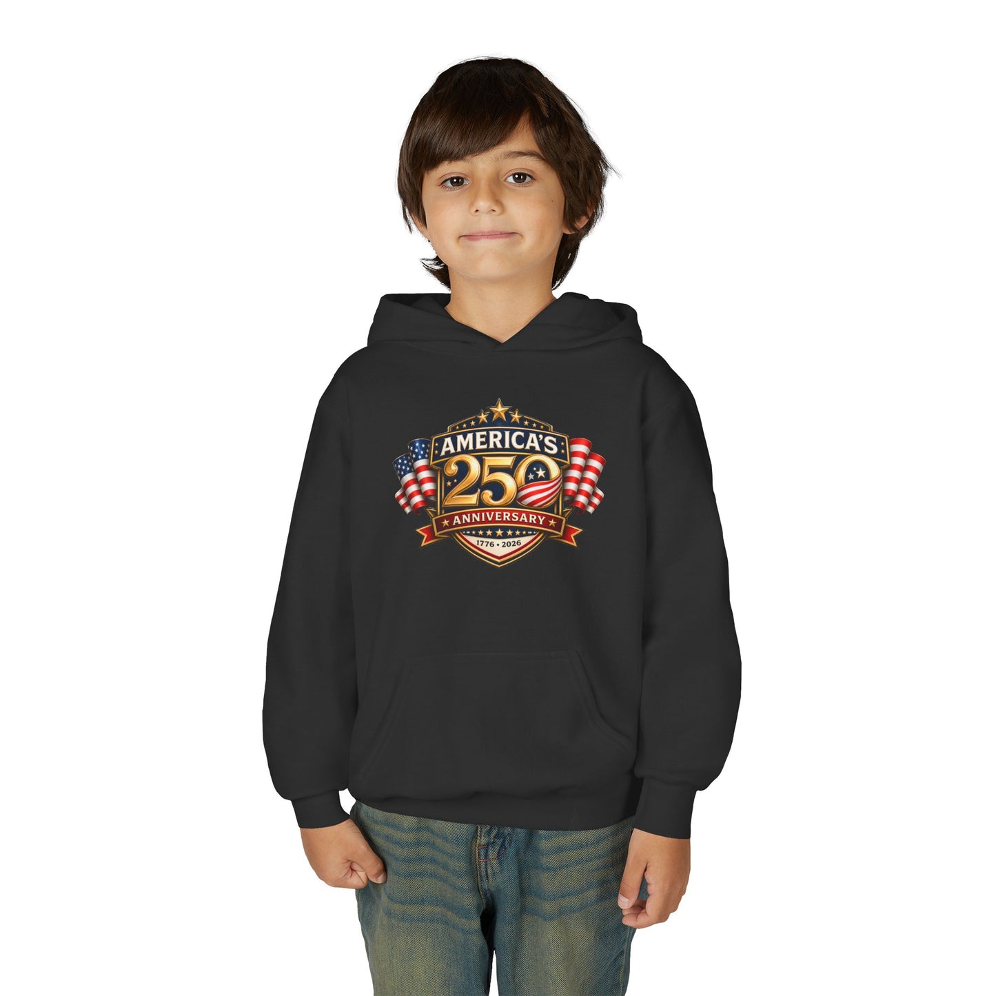 Youth Hoodie — "America's 250th Anniversary" Patriotic 1776-2026 Celebration Design