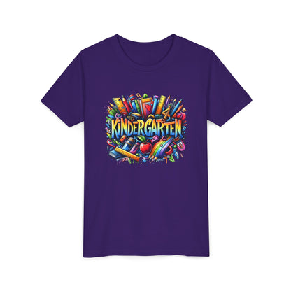 Kindergarten Colorful School Supplies Youth Tee — Back-to-School Kids T-Shirt
