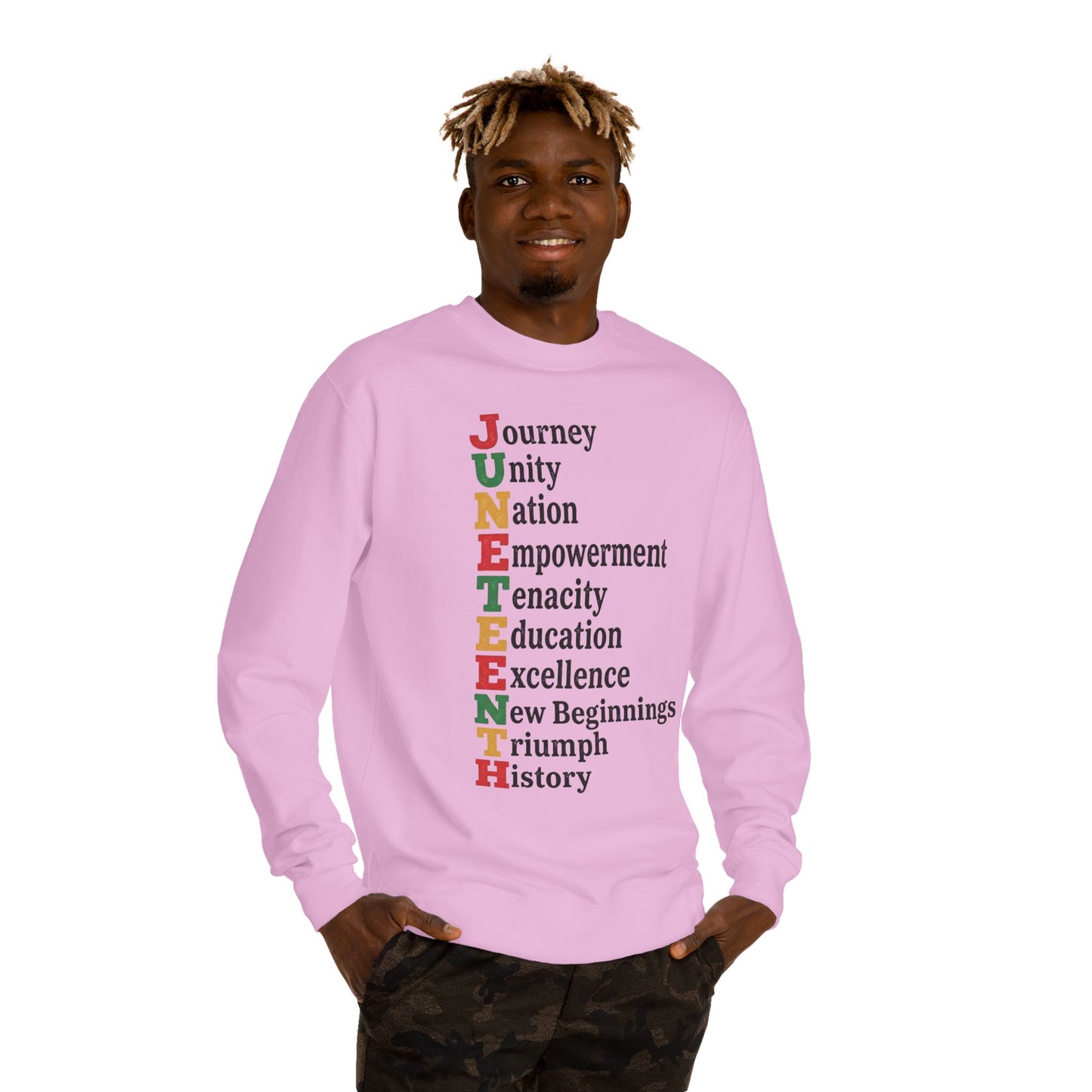 Juneteenth Acrostic Sweatshirt — Journey Unity Nation Empowerment Tee