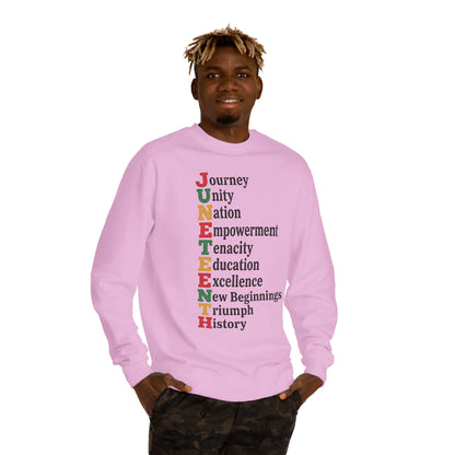 Juneteenth Acrostic Sweatshirt — Journey Unity Nation Empowerment Tee