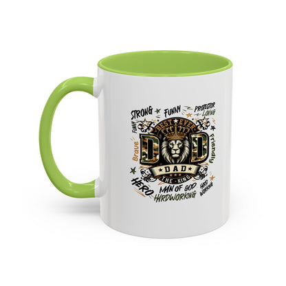 Dad King Lion Coffee Mug — 'Dad: The King' Accent 11/15oz Gift