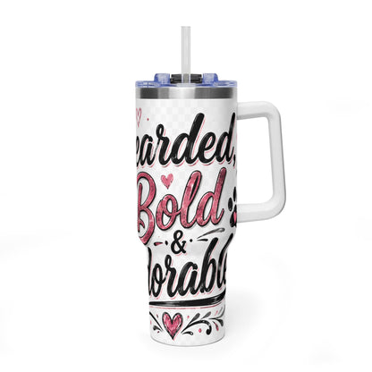 40oz Vacuum Tumbler – “Beans, Bows & Adorable” Dog Lover Travel Mug