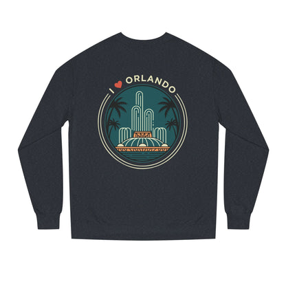Orlando Fountain Crewneck Sweatshirt — Retro Palm Tree Cityscape