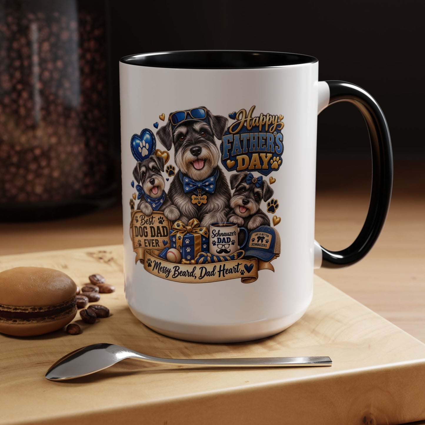 Father's Day Dog Dad Coffee Mug — "Happy Father's Day" Accent Mug (11/15oz)