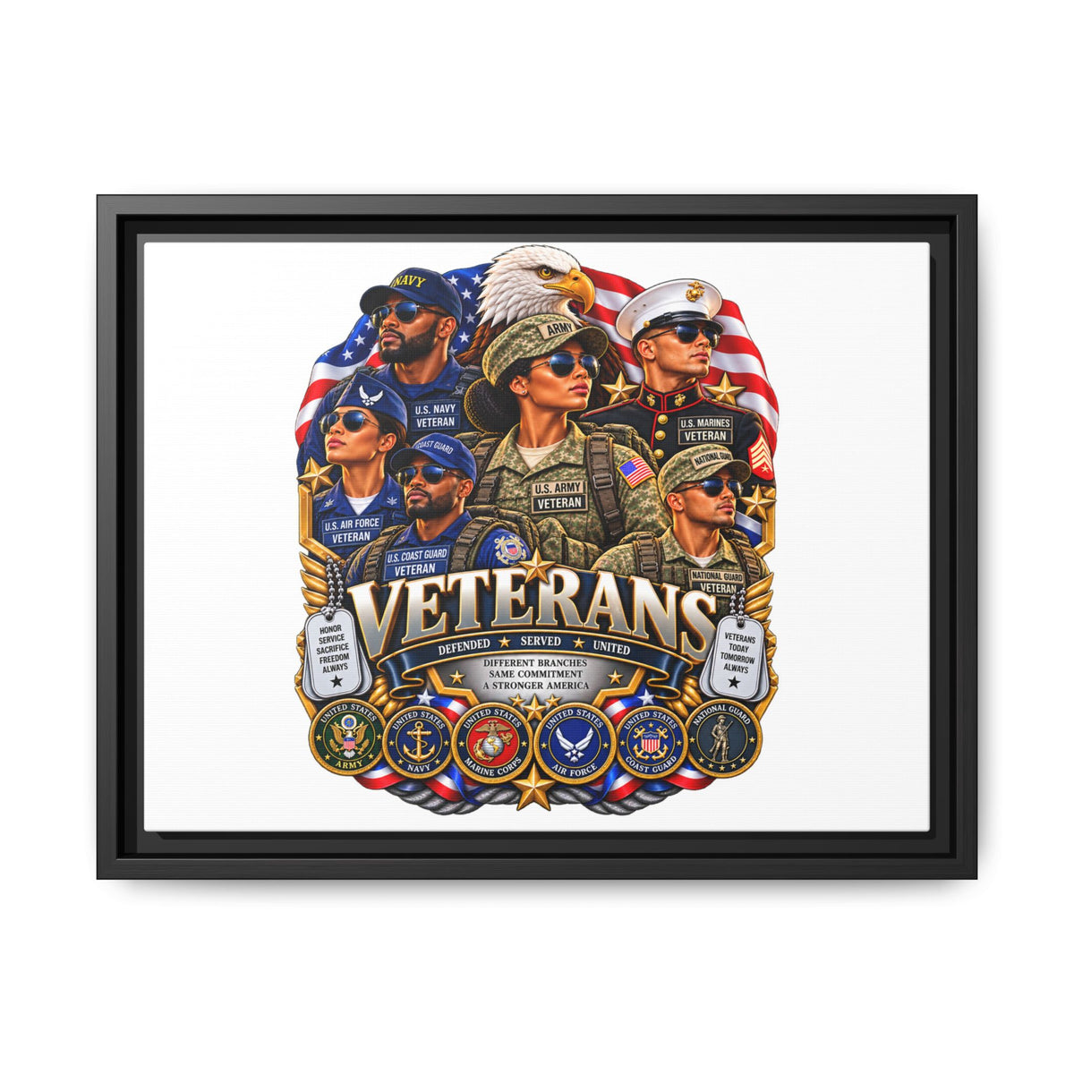 Veterans Tribute Matte Canvas Framed Wall Art