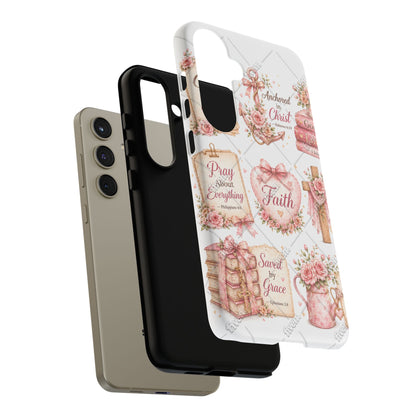 Faith Floral Phone Case – Christian Inspirational Scripture iPhone Cover (Choose Joy, Pray, Faith)