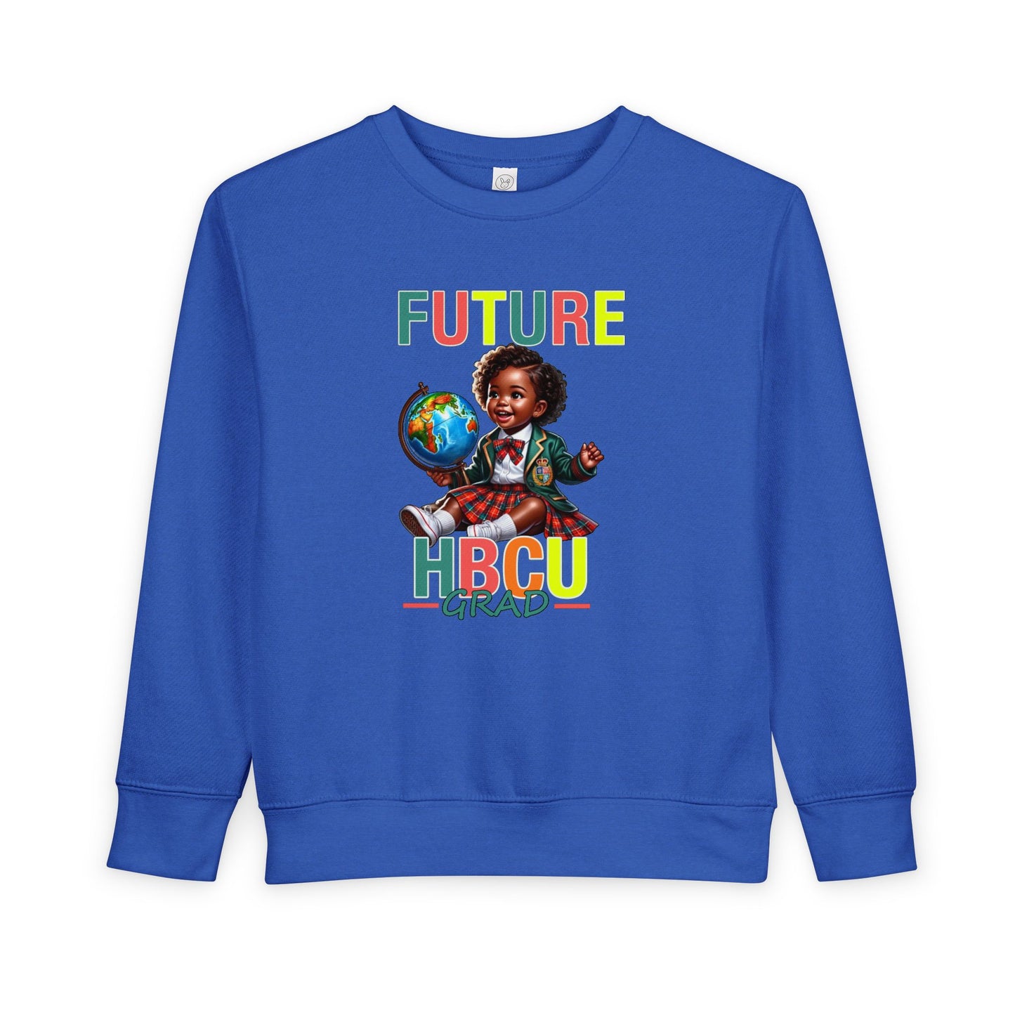 Future HBCU Grad Toddler Sweatshirt — Cute Black Girl Globe Design