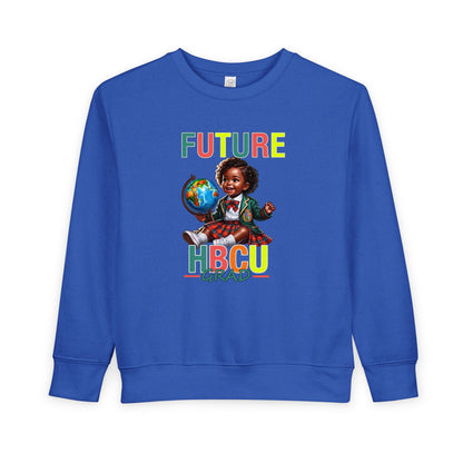 Future HBCU Grad Toddler Sweatshirt — Cute Black Girl Globe Design