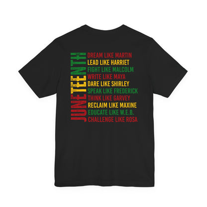 Juneteenth Tribute T-Shirt — “Dream Like Martin, Lead Like Harriet” Inspirational Black History Tee
