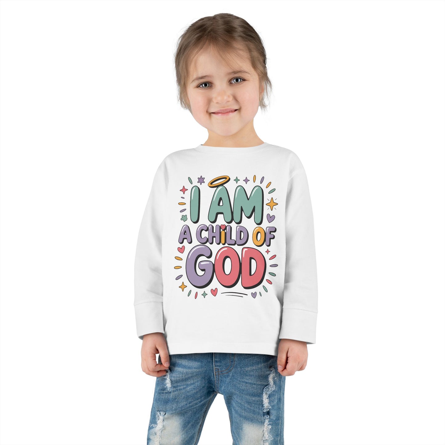 I Am a Child of God Toddler Long Sleeve Tee — Cute Christian Kids Shirt