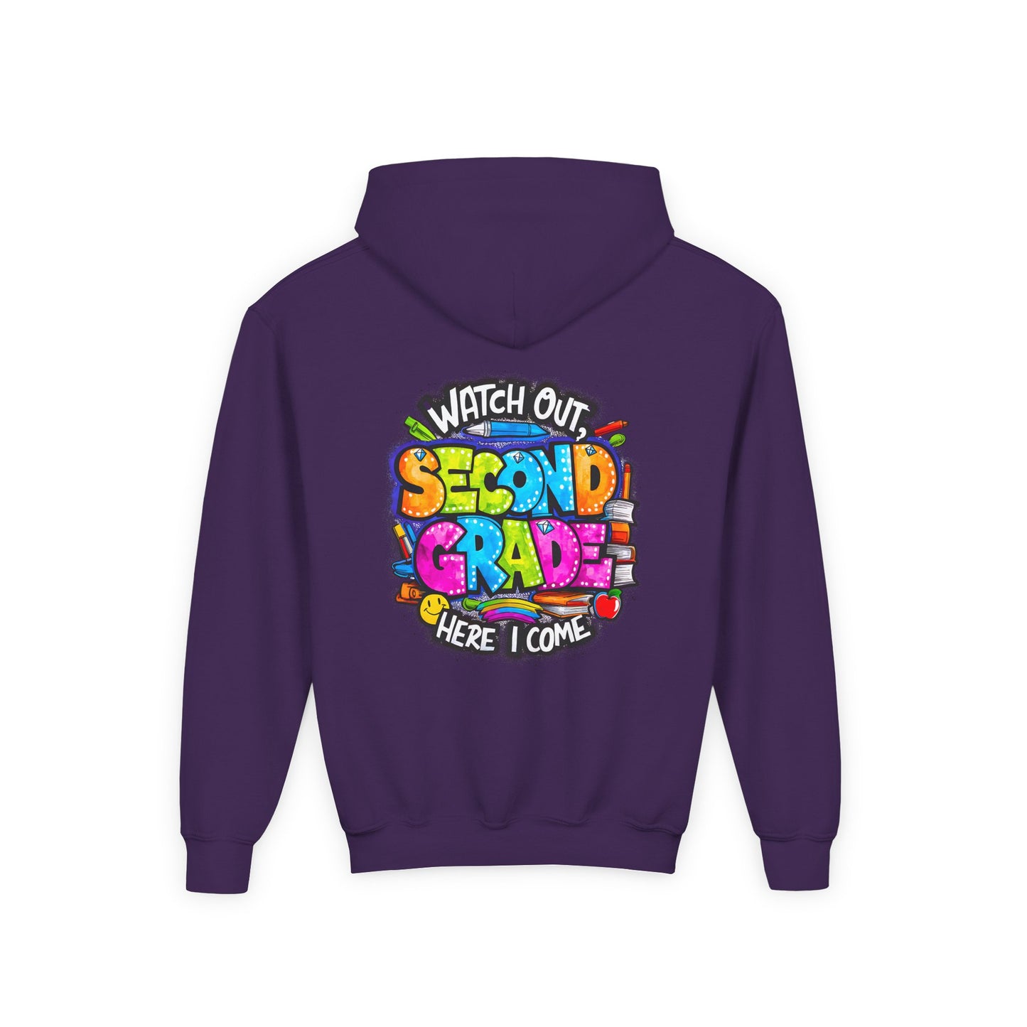 Second Grade Kids' Hoodie - "Watch Out Second Grade Here I Come" Back-to-School Sweatshirt