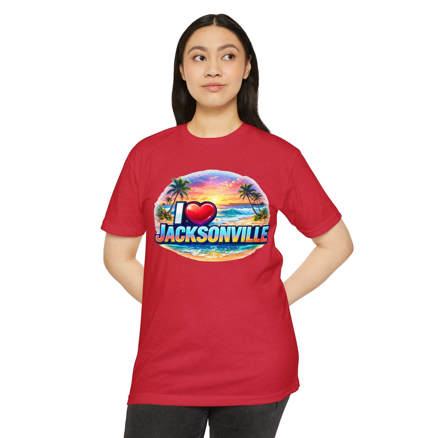 I  Jacksonville Beach T-Shirt — Retro Sunset Palm Vacation Tee