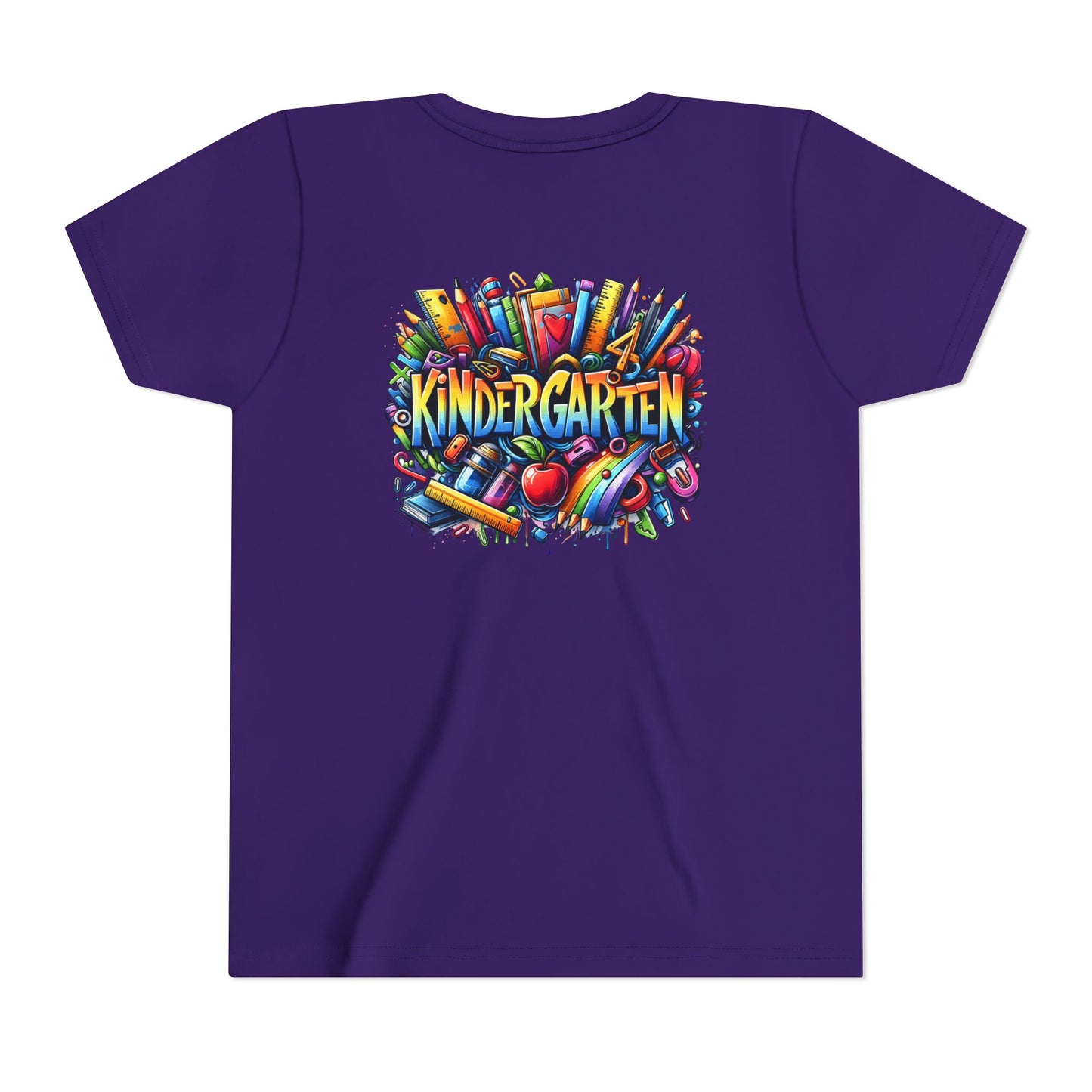 Kindergarten Colorful School Supplies Youth Tee — Back-to-School Kids T-Shirt