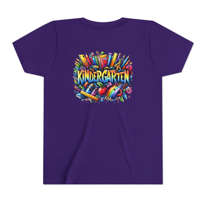 Kindergarten Colorful School Supplies Youth Tee — Back-to-School Kids T-Shirt