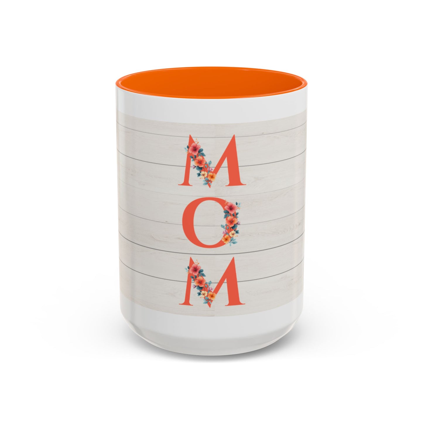 MOM Floral Accent Coffee Mug – Rustic Shiplap Mother's Day Gift (11/15 oz)