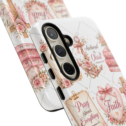 Faith Floral Phone Case – Christian Inspirational Scripture iPhone Cover (Choose Joy, Pray, Faith)