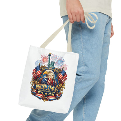 United States 250th Anniversary Tote Bag — Patriotic Eagle & Fireworks 1776–2026