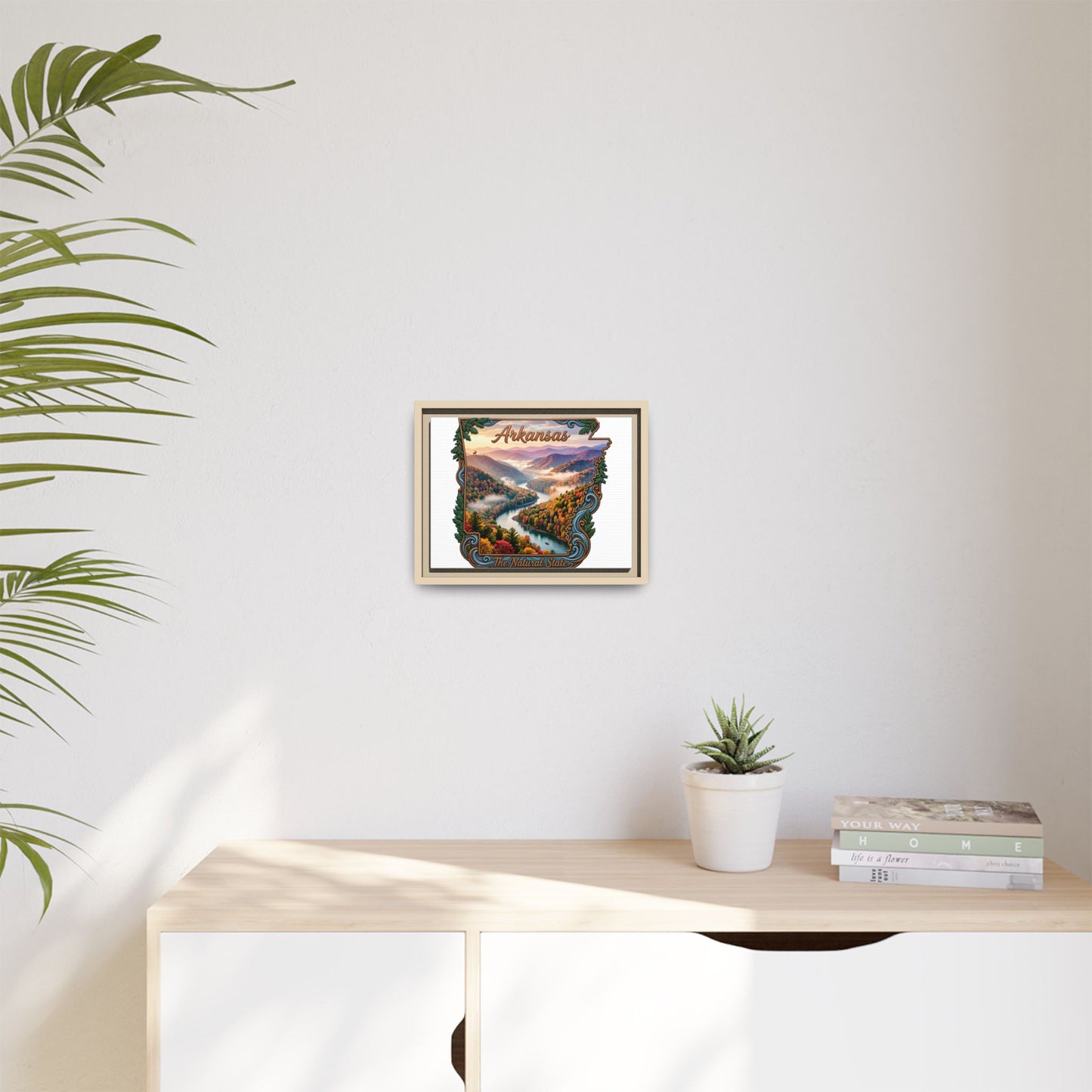 Arkansas Scenic State Map Canvas — "The Natural State" Framed Wall Art
