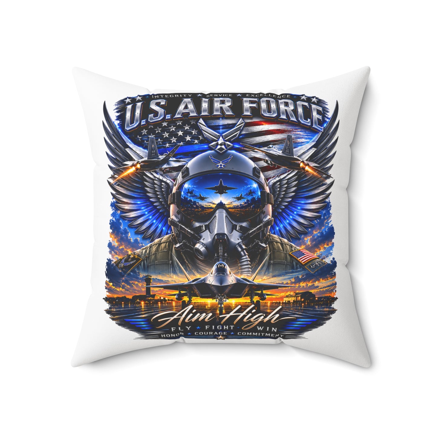 U.S. Air Force 'Aim High' Decorative Pillow — Military Aviation Throw Pillow