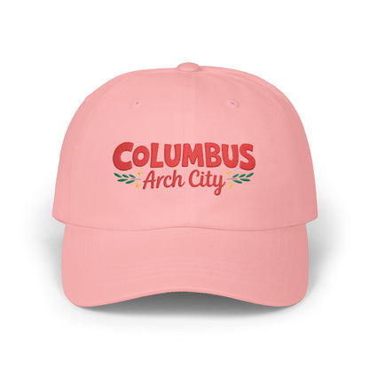 Columbus Arch City Dad Cap — Retro Script Embroidered Baseball Hat