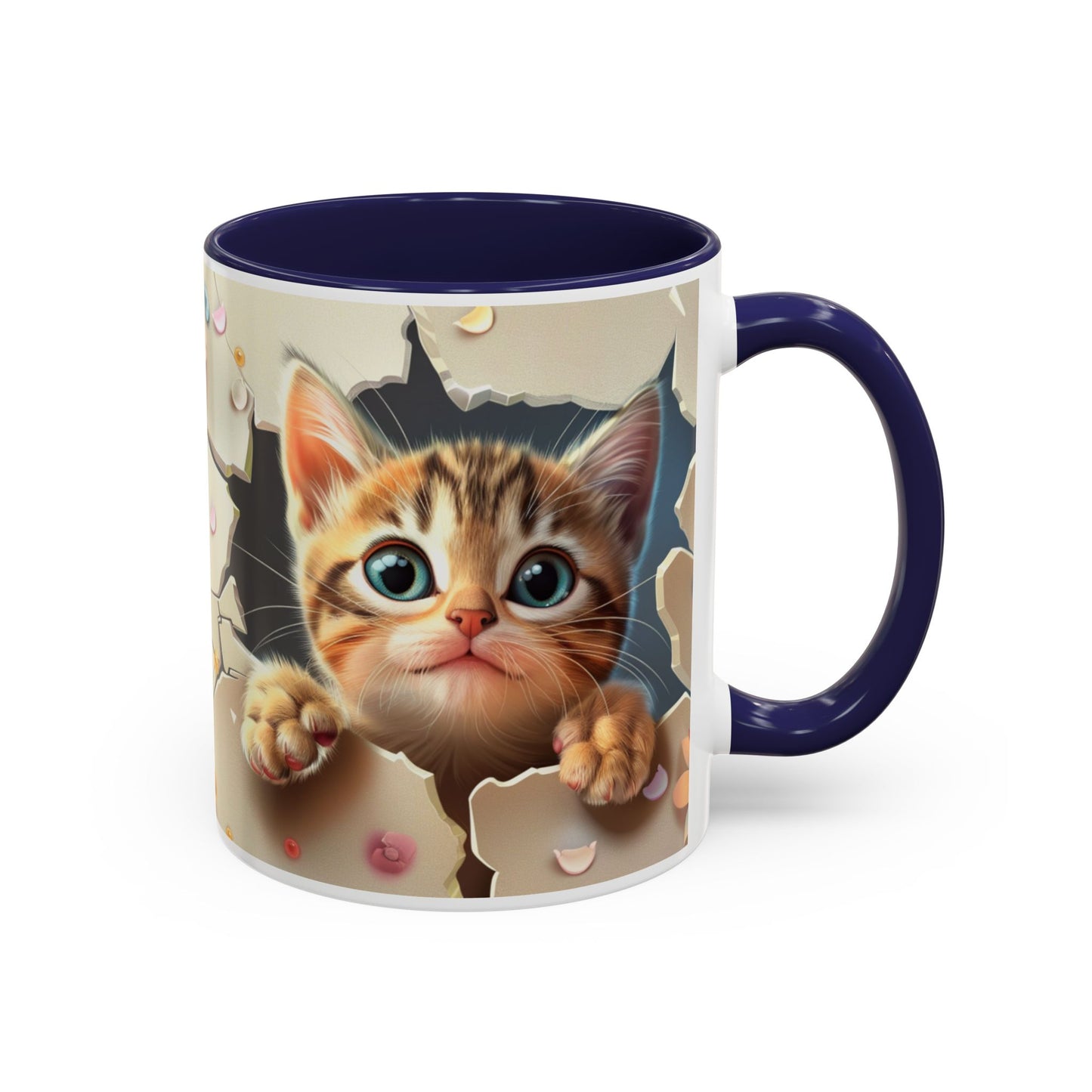 Cute Peekaboo Kitten Accent Coffee Mug — Cat Lover Gift (11/15oz)