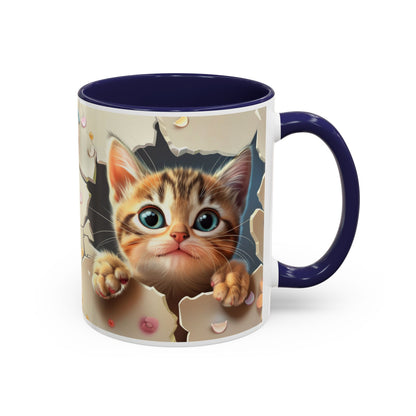 Cute Peekaboo Kitten Accent Coffee Mug — Cat Lover Gift (11/15oz)