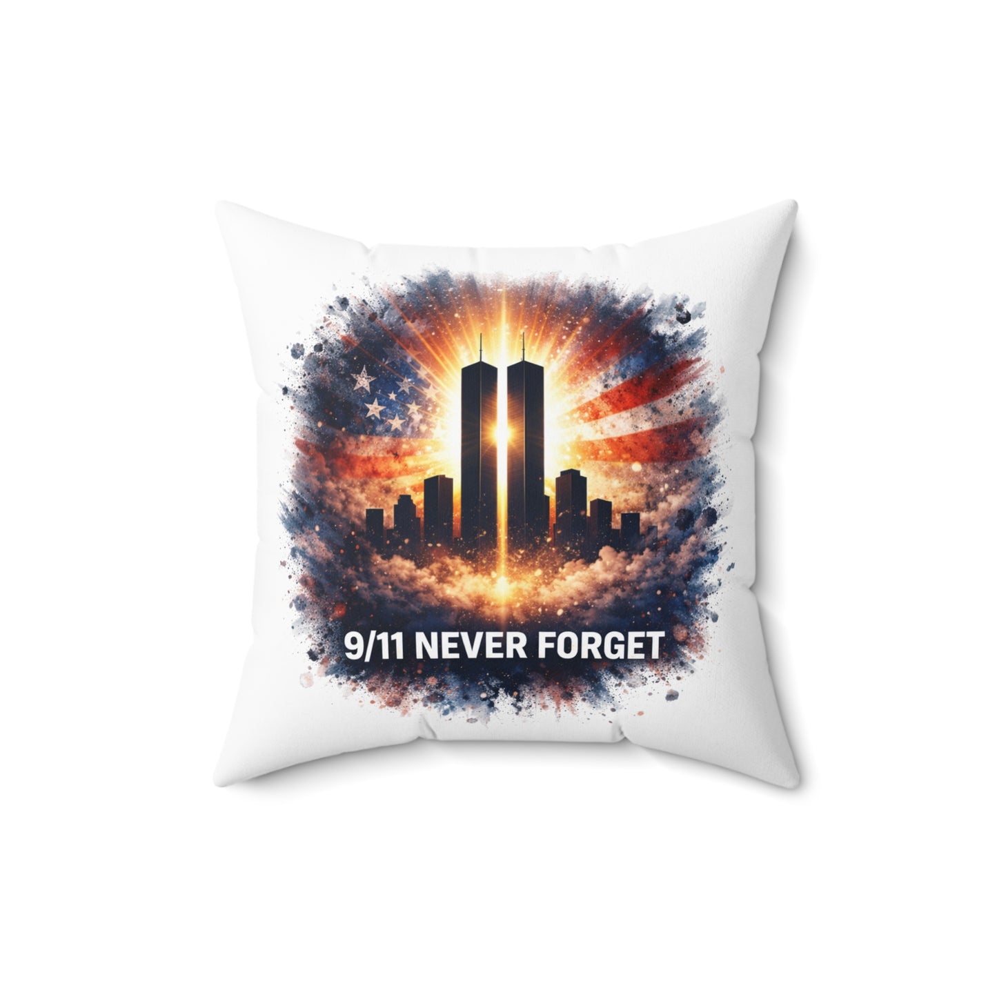 9/11 Never Forget Memorial Pillow — Twin Towers Tribute Throw Pillow