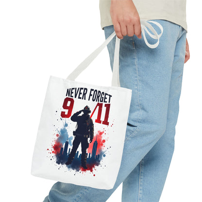 Never Forget 9/11 Tribute Tote Bag — Memorial Patriotic Canvas Carryall