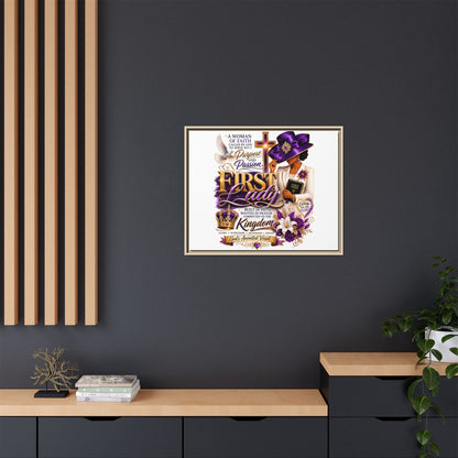 First Lady Faith Wall Art — Framed Matte Canvas (Purple & Gold)