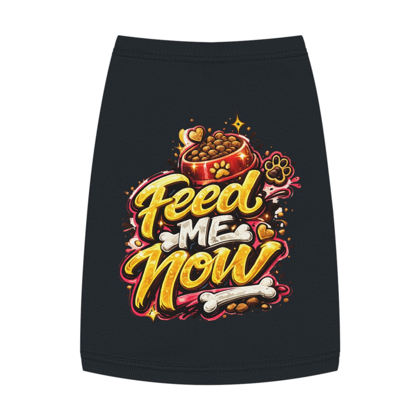 Dog Tank Top - "Feed Me Now" Funny Pet Feeding Shirt